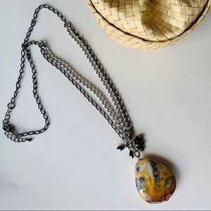 Polished stone pendant chain necklace